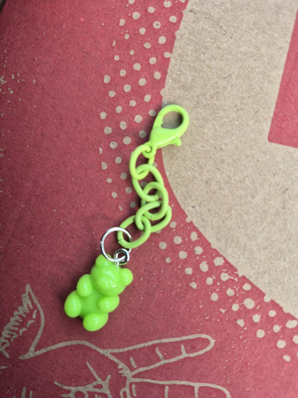 Green Gummy Bear Zipper Charm •Bags •Purses •Backpacks •Keychain!